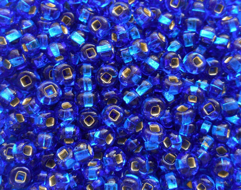 Pkg of 24 grams Capri Blue Silver Lined Czech 6/0 large glass seed beads, size 6 Preciosa Rocaille 4mm spacer beads, big hole, C1524 - Glorious Glass Beads
