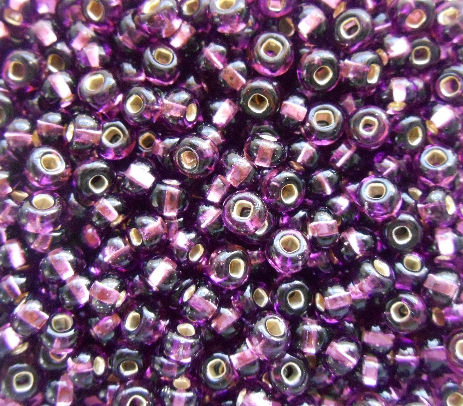 24 grams Dark Amethyst Purple Silver Lined Czech 6/0 glass seed beads, size  6 Preciosa Rocaille 4mm spacer beads, large, big hole C1524 – Glorious Glass  Beads