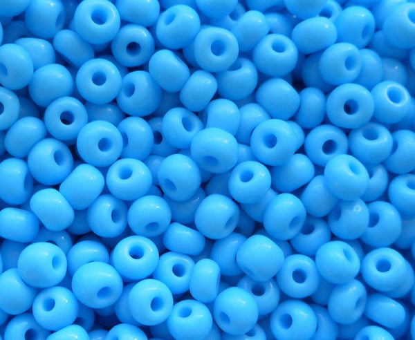 Pkg of 24 grams Opaque Turquoise Czech 6/0 large glass seed beads, size 6 Preciosa Rocaille 4mm spacer beads, big hole, C9324