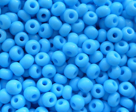 Pkg of 24 grams Opaque Turquoise Czech 6/0 large glass seed beads, size 6 Preciosa Rocaille 4mm spacer beads, big hole, C9324 - Glorious Glass Beads