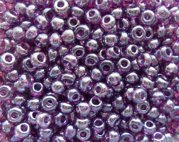 Pkg of 24 grams Purple, Luster Czech 6/0 large glass seed beads, size 6 Preciosa Rocaille 4mm spacer beads, big hole, C4824