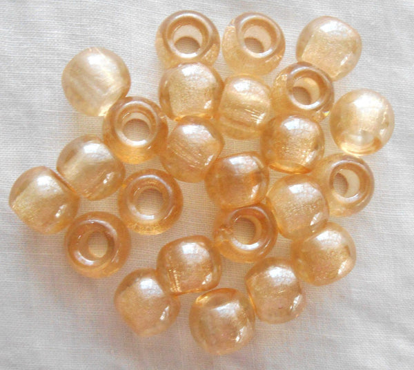 Six large 12mm Crystal Champagne glass round big hole beads, 4.5mm holes, C8401