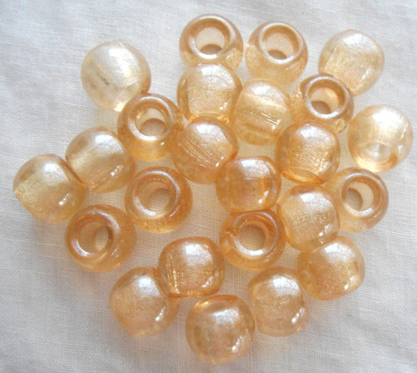 Six large 12mm Crystal Champagne glass round big hole beads, 4.5mm holes, C8401 - Glorious Glass Beads
