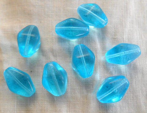 Ten 16 x 13mm aqua Czech glass chunky lantern beads, C2310 - Glorious Glass Beads