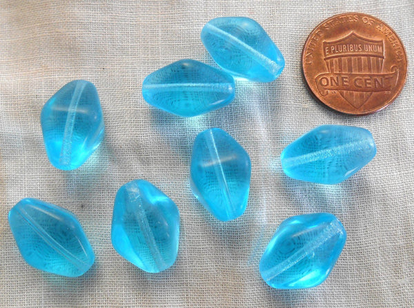 Ten 16 x 13mm aqua Czech glass chunky lantern beads, C2310 - Glorious Glass Beads