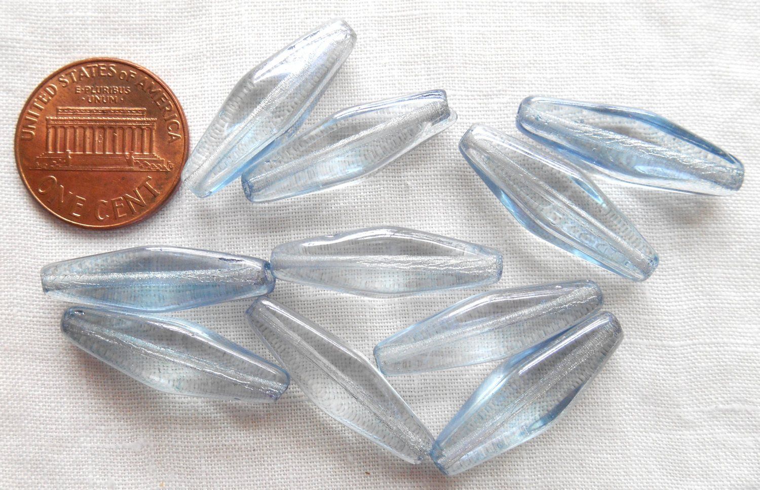 18X14MM Blue Ceramic Tube Bead 5MM Hole (24 pieces)