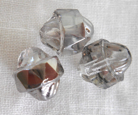 Ten Czech Platinum antique cut turbine, cathedral, saturn crystal glass beads, 11 x 10mm, C0101 - Glorious Glass Beads