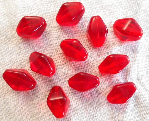 Ten light Garnet, Ruby, Siam red chunky lantern or tube Czech glass beads, 16 x 13mm, C7310 - Glorious Glass Beads